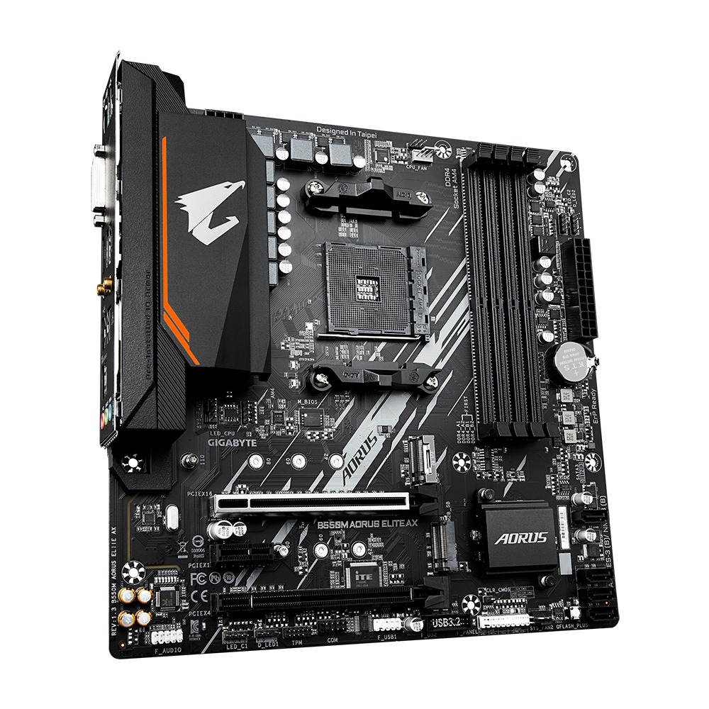 Матична плоча GIGABYTE B550M AORUS ELITE AX, AMD B550, Wi-Fi 6E, DDR4, Micro ATX