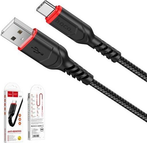 Kabllo karikimi Hoco X59 Victory, USB A në USB C, 3A 1m, e zezë