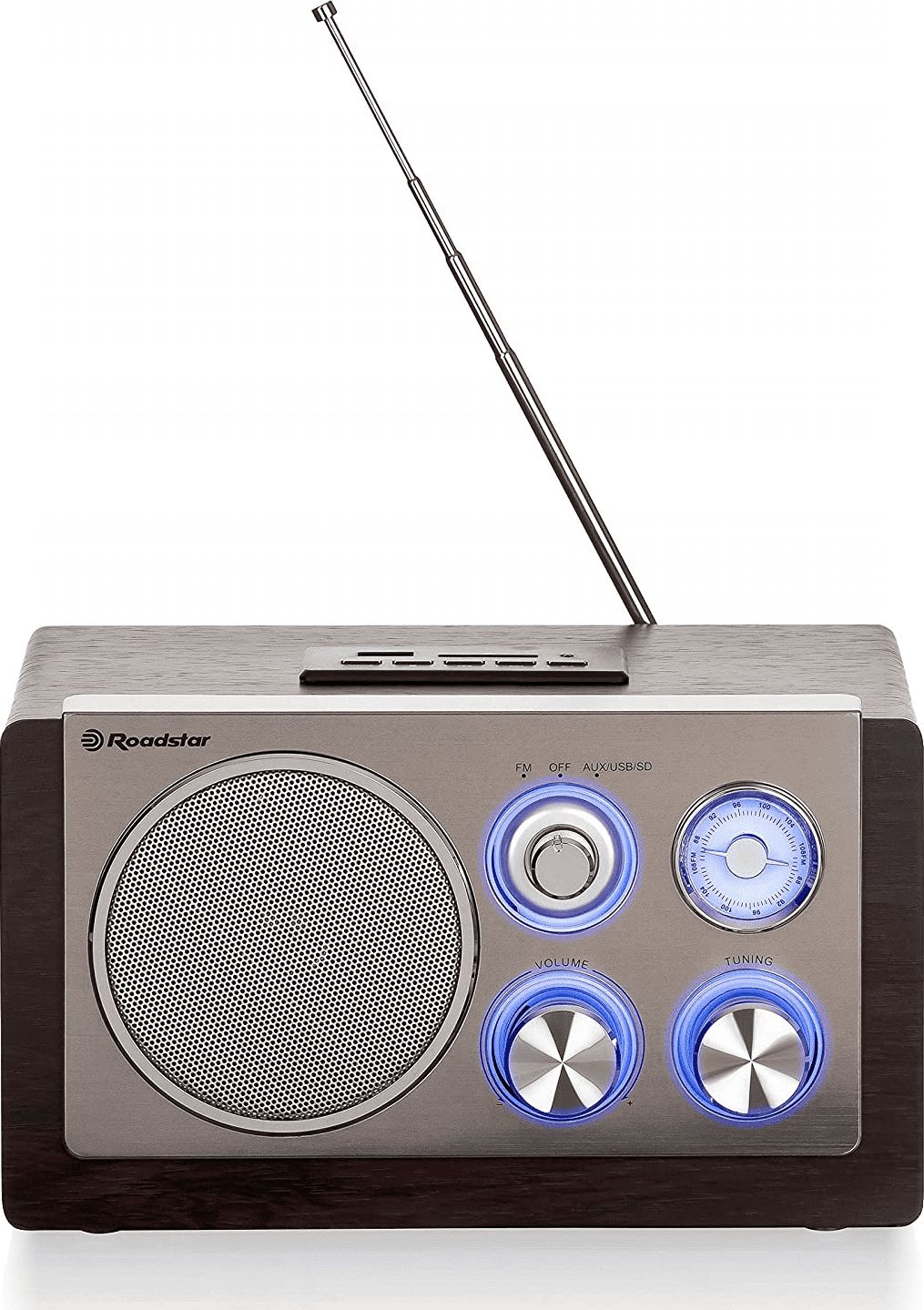 Radio shtëpie Roadstar HRA-1345NUSWD, FM, USB dhe SD, retro, kafe