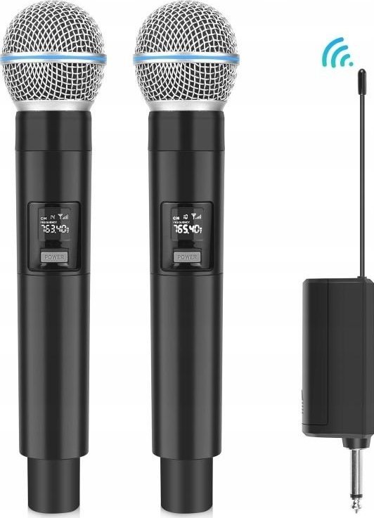 Безжични микрофони Puluz PU644B, 2x динамички UHF, 30m, со приемник 3.5mm и 6.35mm