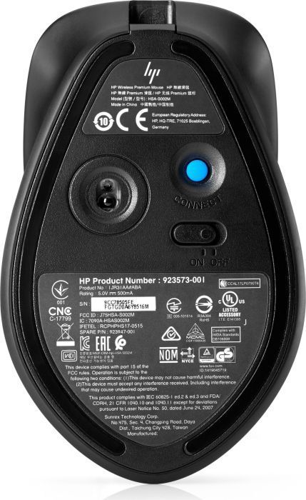 Maus HP ENVY 500 i rikarikueshëm, i zi dhe i argjendtë