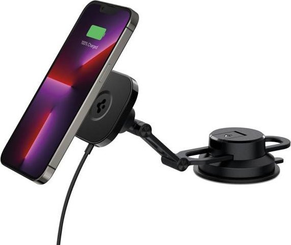 Mbajtës magnetik veture Spigen OneTap Pro 3 ITS35W-3, karikues wireless 10W, për MagSafe, i zi