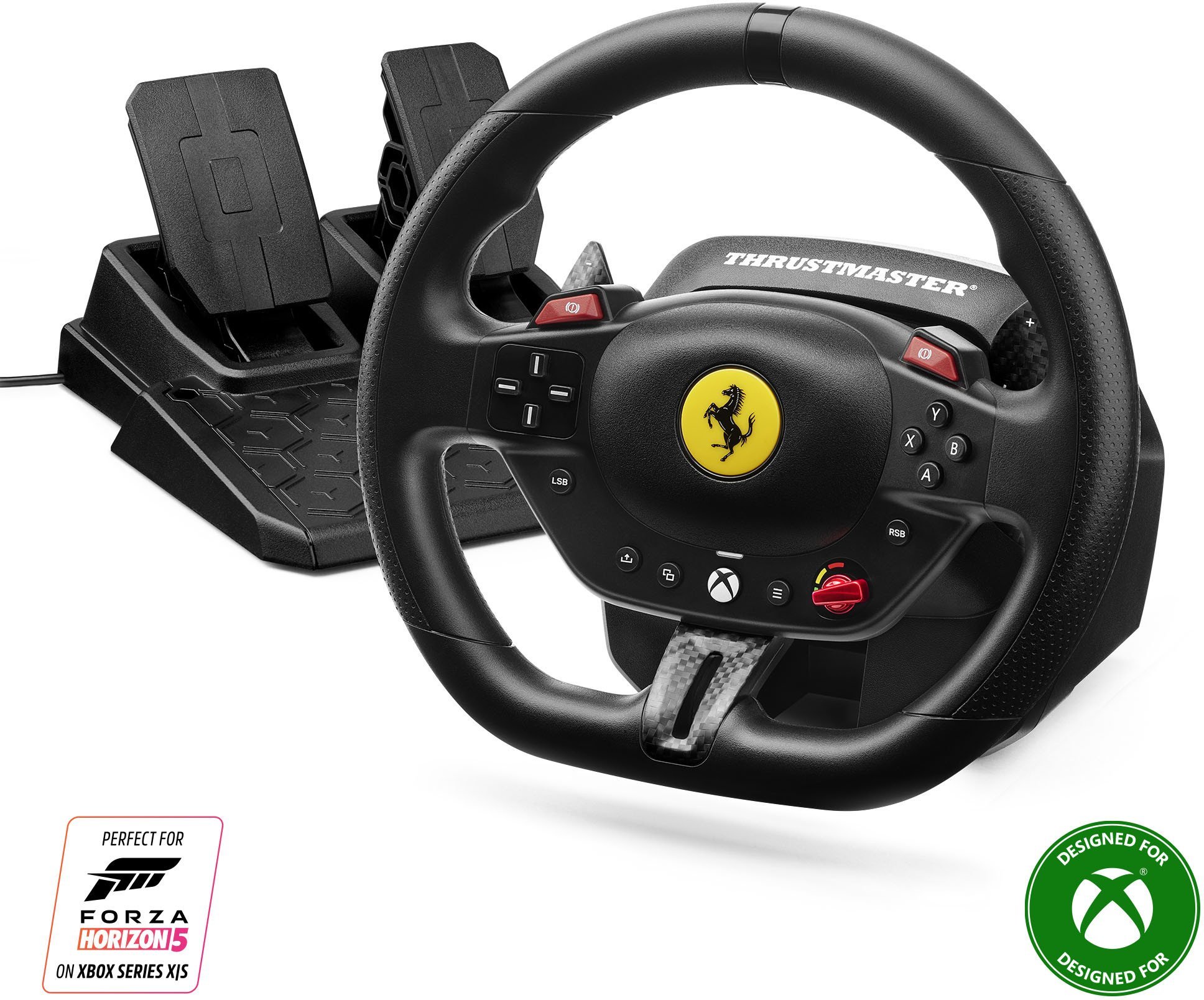 Timon lojërash Thrustmaster T98 Ferrari 296 GTS, me pedale, 240°, i zi