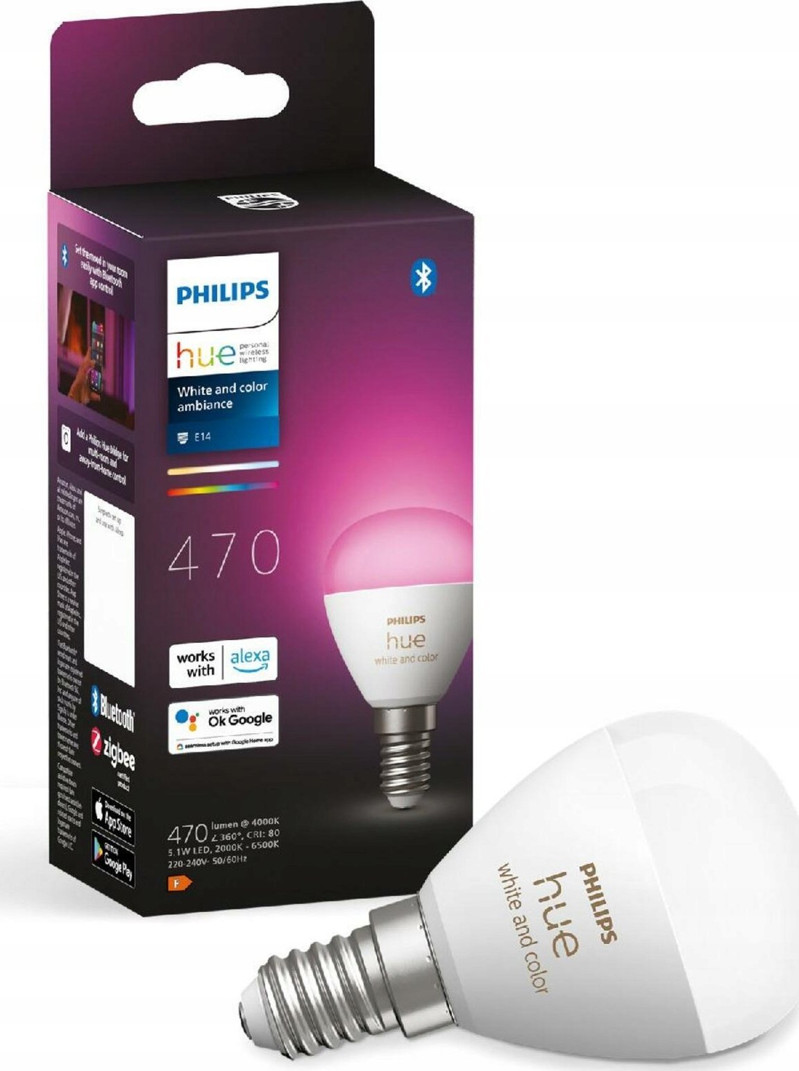 Llambë Philips Hue 8719514491229 E14, 5.1W, shumëngjyrëshe, me Bluetooth