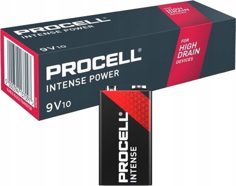 Bateri alkaline Duracell Procell Intense, 9V, paketim 10 copë