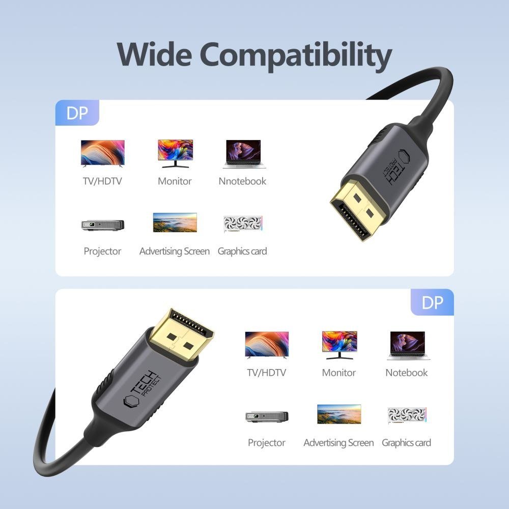 Kabllo DisplayPort Tech-Protect UltraBoost, DP 1.4, 4K 60Hz, 2m