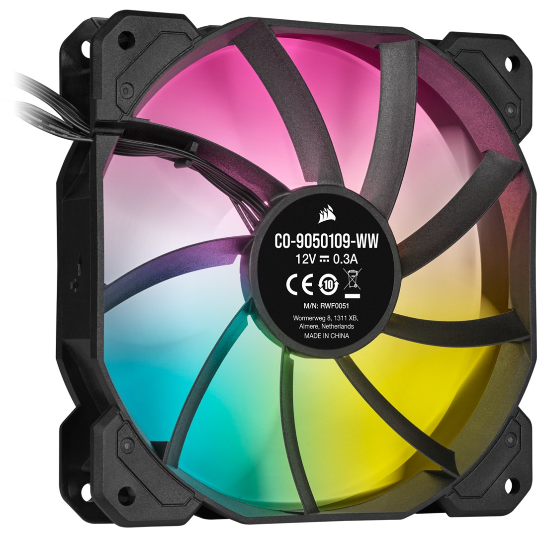 Set ventilatorë CORSAIR iCUE SP120 RGB ELITE, 120mm, PWM, 1500 RPM, i zi