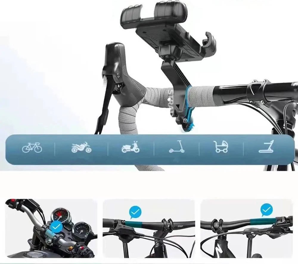 Mbajtëse telefoni për biçikletë Strado, universale, për timon, e zezë