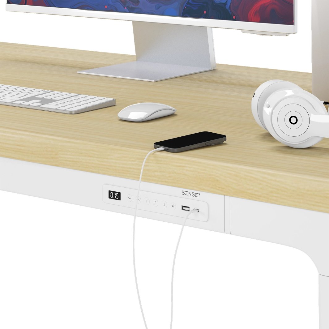 Tavolinë SENSE7 MANMA, 160cm x 80cm, e bardhë/ druri