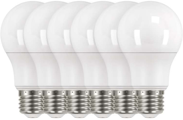 Poç Emos LED, A60, 9W, E27, i bardhë i ngrohtë, 6 copë