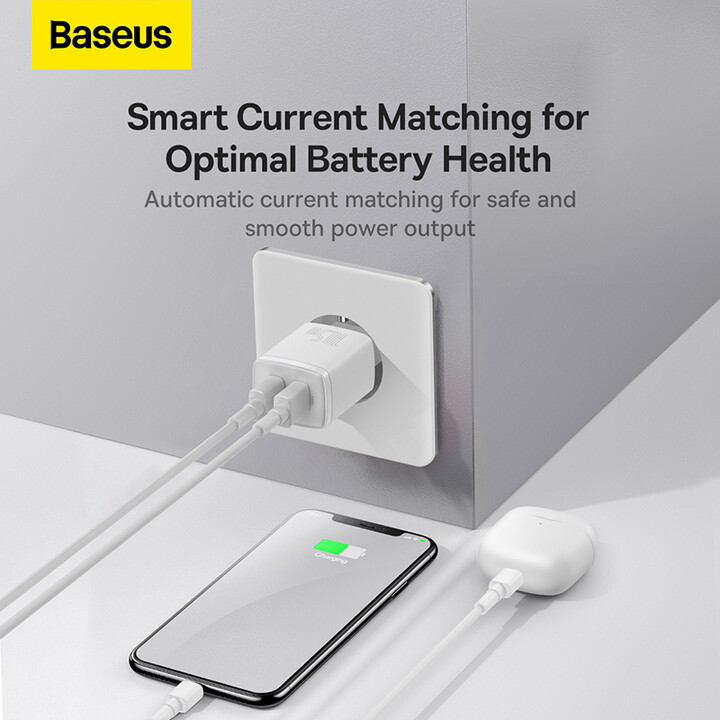 Karikues Baseus, 2xUSB-A, 10.5W, i bardhë