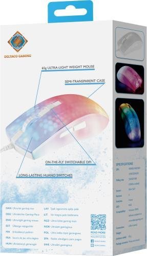 Maus gaming Deltaco Gaming WM87, 6200 DPI, 6 butona, i bardhë transparent