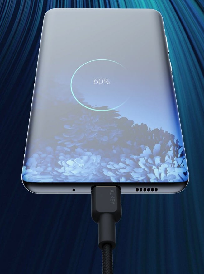 Kabllo Aukey, USB C / USB C, 1 m, e zezë