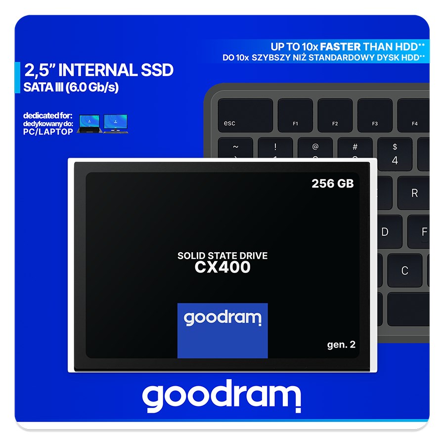 Disk SSD Goodram CX400 Gen.2, 256 GB, 2.5", SATA III, e zezë