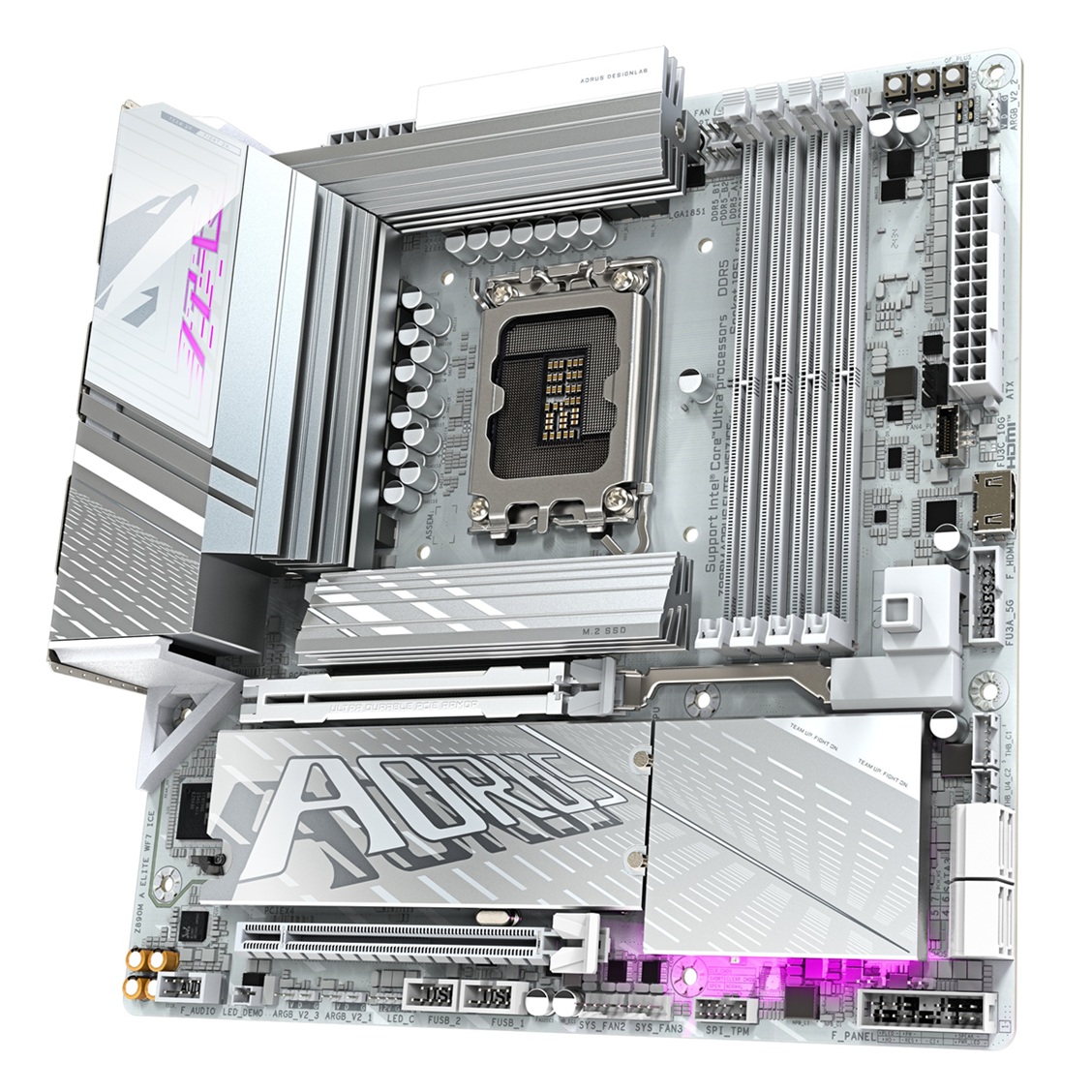 Pllakë amë GIGABYTE Z890M AORUS ELITE WIFI7 ICE, LGA 1851, DDR5 8800MHz, e bardhë