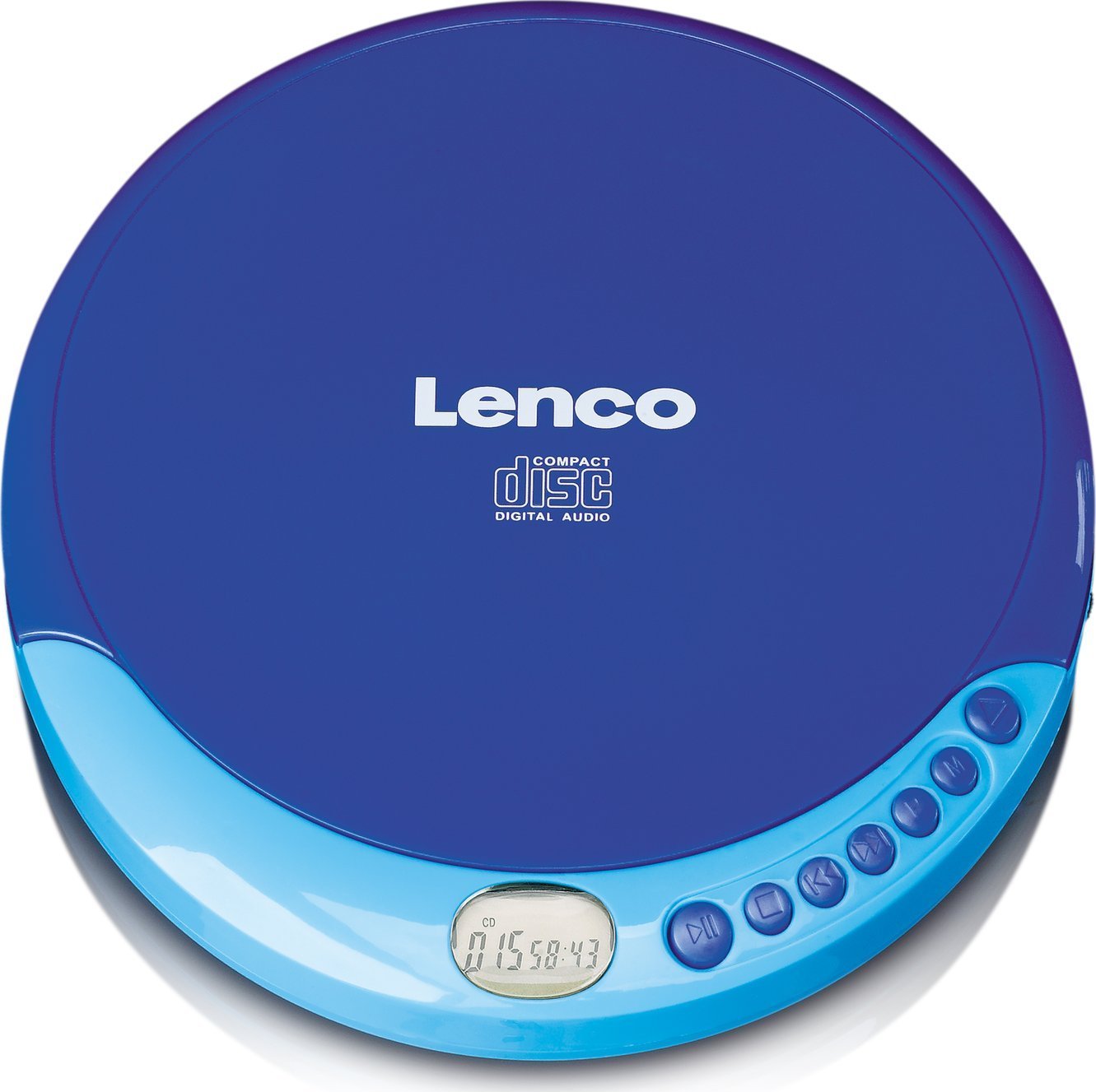 Портабилен CD плеер Lenco CD-011, LCD екран, приклучок за слушалки 3.5 mm, сина боја
