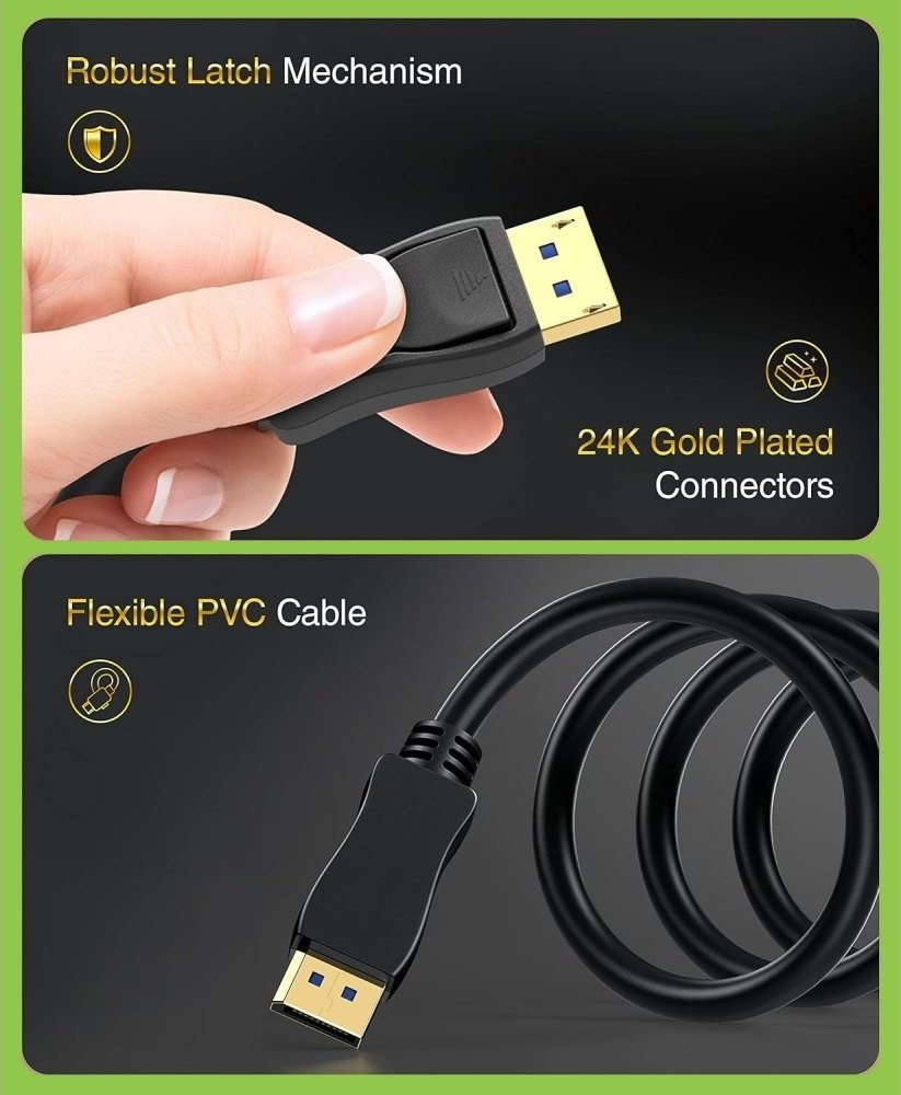 Kабел Techly DisplayPort 2.1, 4K, 3m, црн