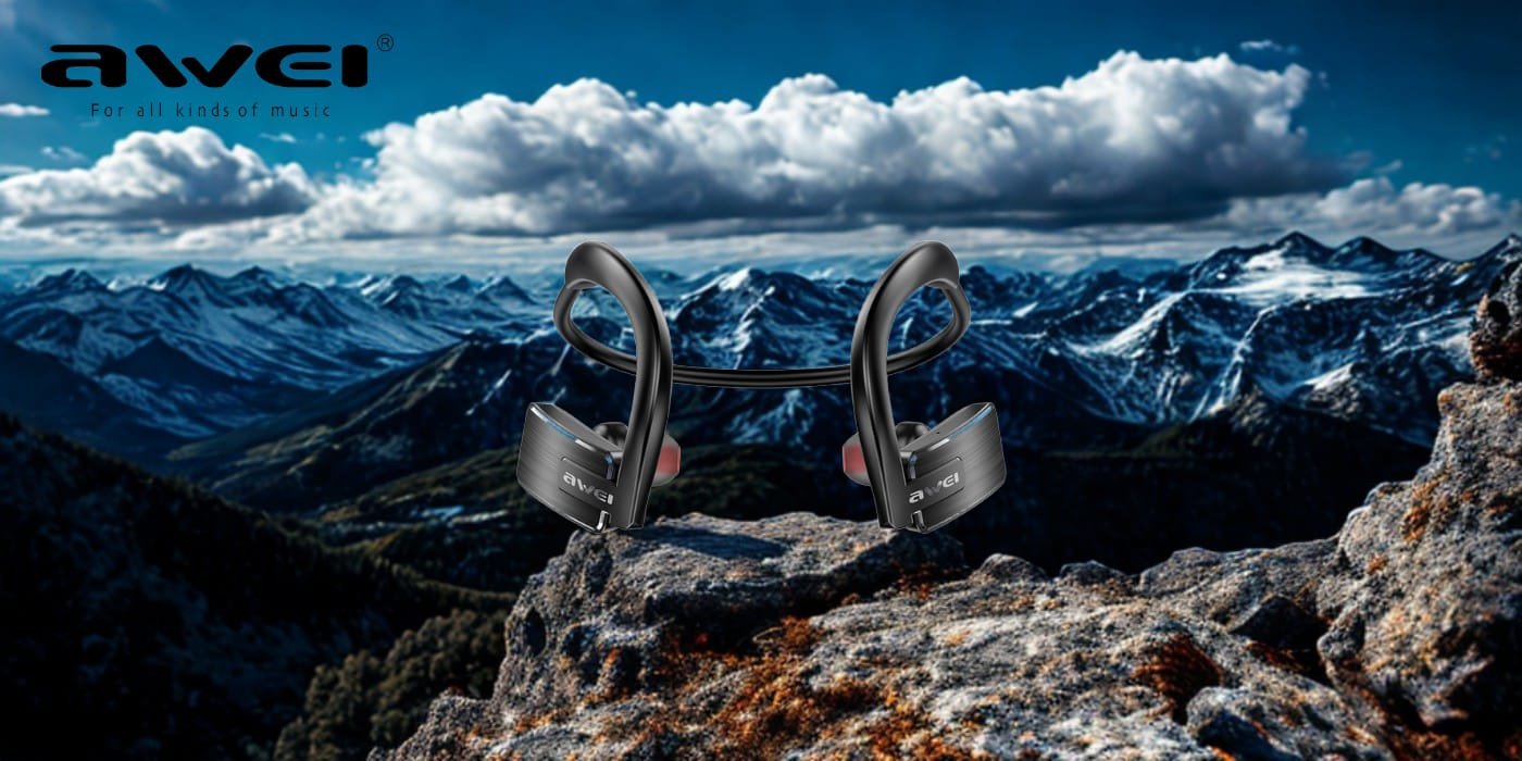 Безжични слушалки Awei E1BL, Bluetooth 5.3, спортски, црни