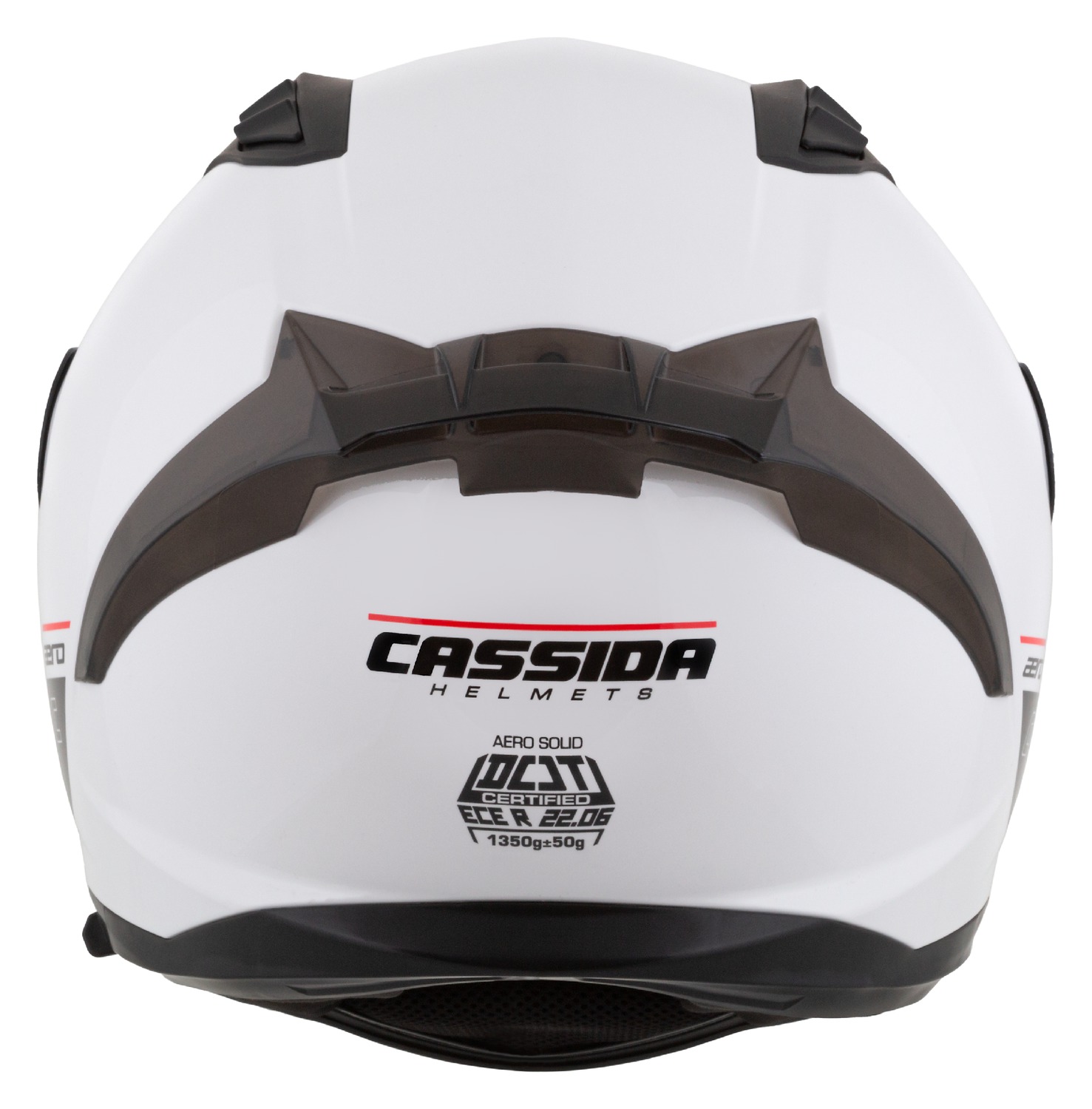 Kaskë moto Cassida Aero Solid 2026, integrale, e bardhë e zezë