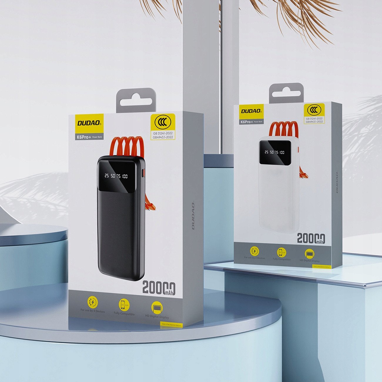 Power bank Dudao K6Pro, 10000mAh, порта USB C и Lightning, црна