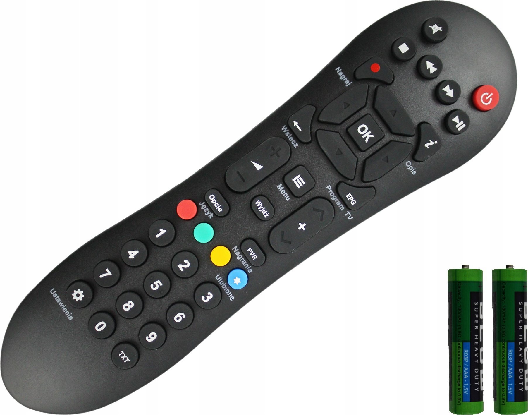 Telekomandë Polsat Evobox PVR, për dekoder HD7000 HD5000 HD3000 EVOBOX, e zezë