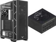 Кутиште за компјутер PREYON Nest Meshy PRENM02B, Midi Tower, страничен панел со прозорец, црно