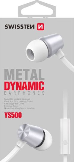 Kufje me tela Swissten Dynamic YS500, 3.5mm, me mikrofon, të bardha argjend