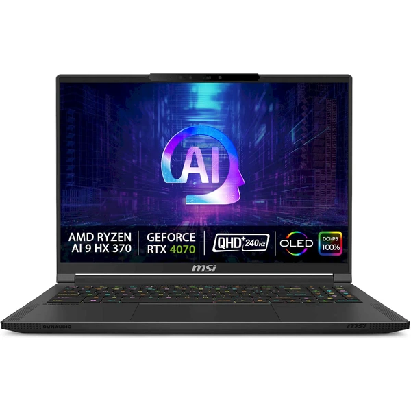 Laptop MSI Stealth A16 AI+ A3XVGG, 16", AMD Ryzen AI 9-HX370, 32GB RAM, 2TB SSD, NVIDIA GeForce RTX 4070, i zi