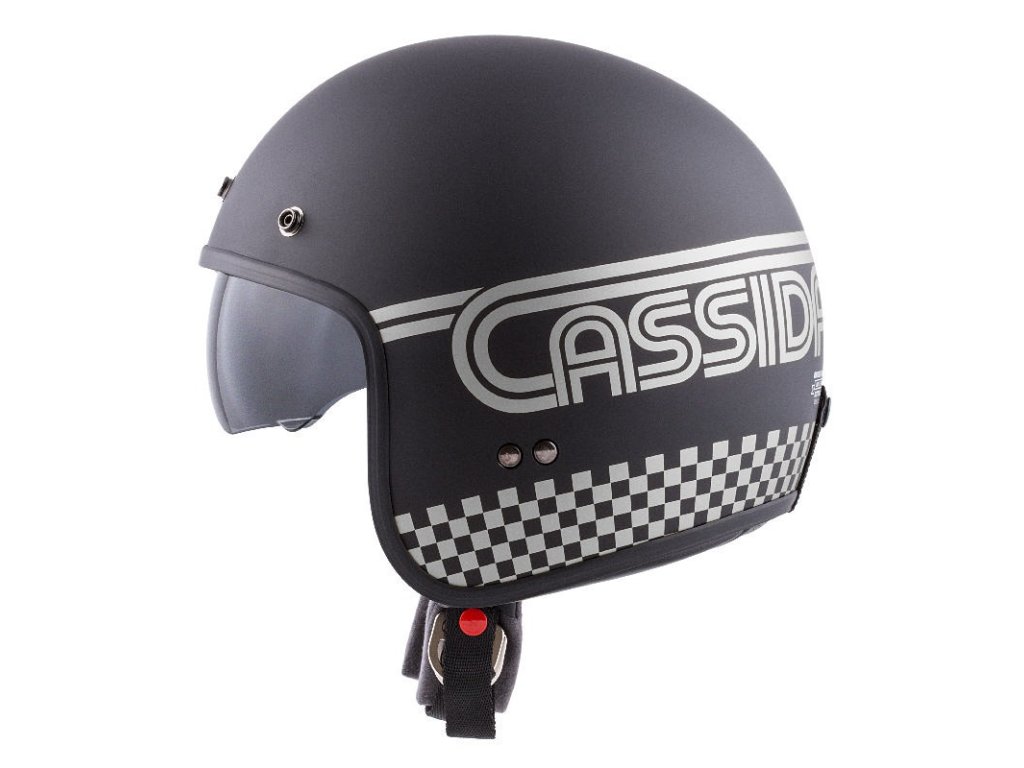 Мото кацига Cassida Oxygen Rondo, поликарбонат, визир за сонце, црна мат со сребрена