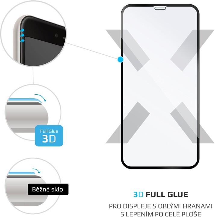Xham mbrojtës FIXED Protector 3D  për Apple iPhone XR / 11, me shkëlqim të plotë të ekranit, i zi