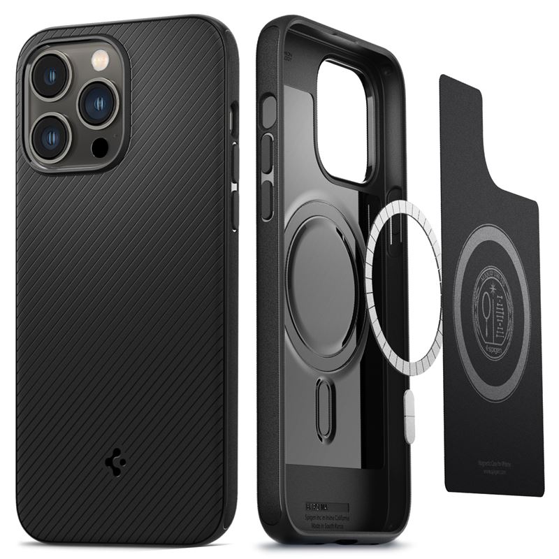 Mbështjellës për iPhone 14 Pro MaxSpigen Mag Armor MagSafe, i zi