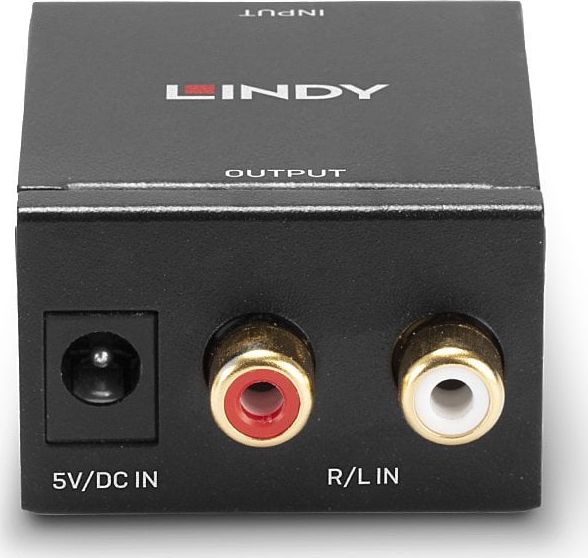 Adapter audio Lindy Toslink në RCA x2, stereo, i zi