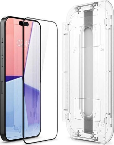 Mbrojtës ekrani Spigen Glass tR EZ Fit, 2 copë, për iPhone 15 Pro, i zi