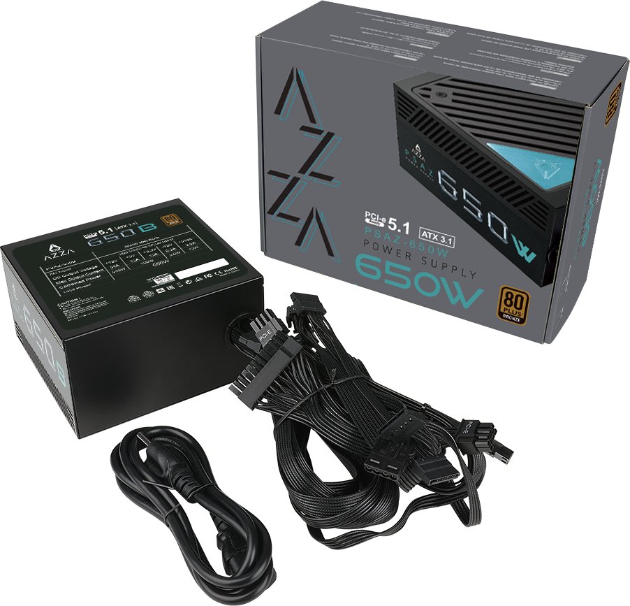 Furnizues energjie Azza 650W ATX3.1, 80+ Bronze, 120mm, i zi