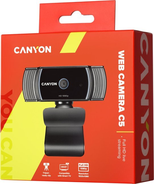 Webkamera Canyon C5, Full HD 1080p, USB, e zezë