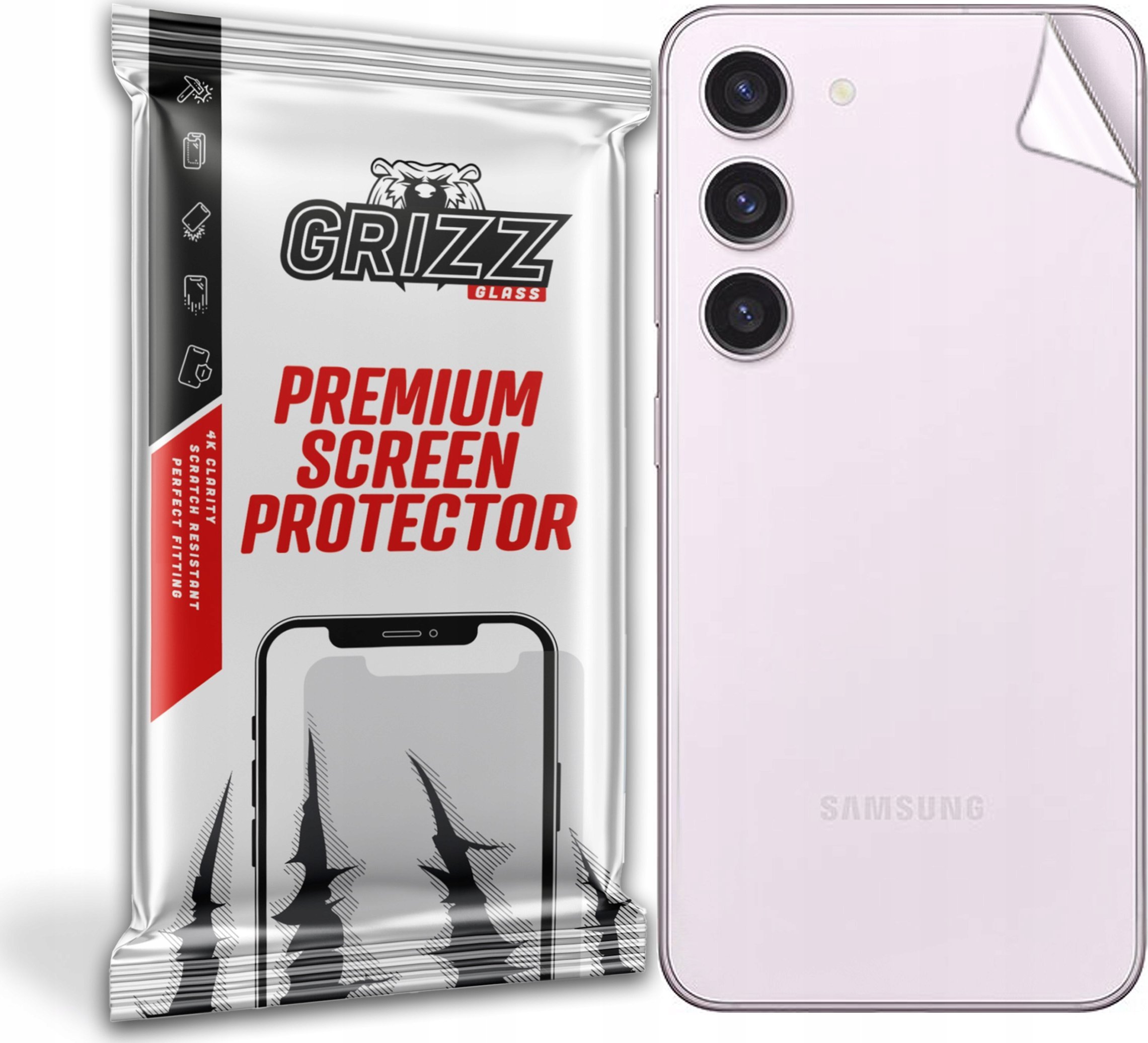 Folje mbrojtëse GrizzGlass SatinSkin për Samsung Galaxy S23, për pjesën e pasme, transparente