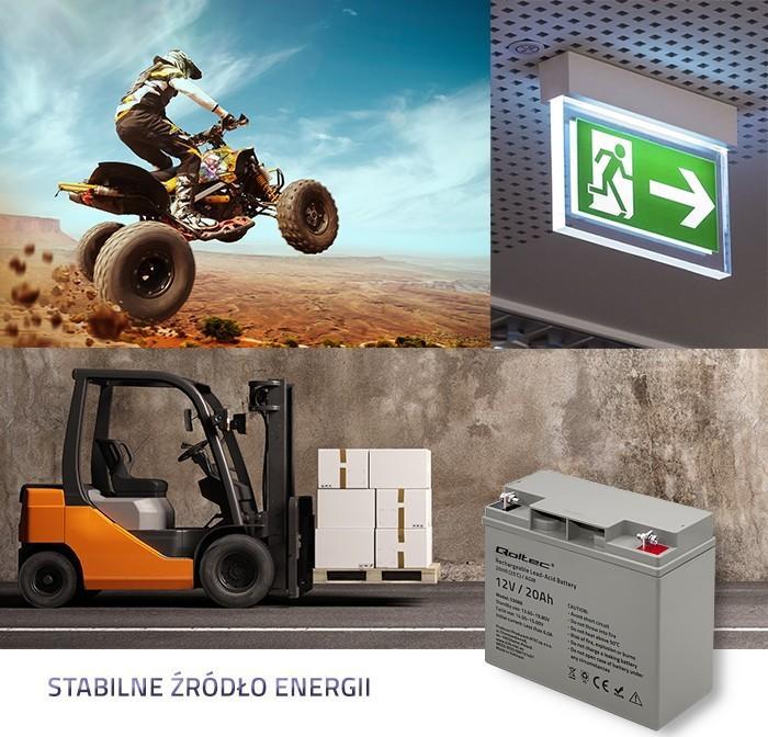 Bateri AGM Qoltec HQ 53066, 12V, 20Ah, e zezë