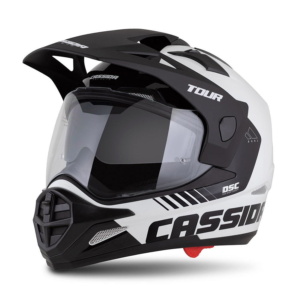 Helmetë moto CASSIDA Tour 2.0 Dual, ECE 22.06, Pinlock ready, e bardhë e zezë
