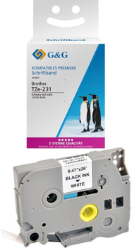 Shirit etiketa kompatibil Brother TZe-231, 8 m, 12 mm, i bardhë me shkrim të zi