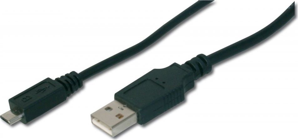 Kabllo Digitus (AK300110010S) USB-A - microUSB, 1m, e zezë