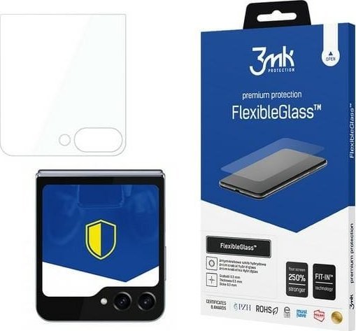 Xham hibrid mbrojtës 3mk FlexibleGlass për Samsung Galaxy Z Flip 6, 0.3mm, fortësi 7H, transparent