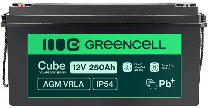 Bateri AGM Green Cell Cube, 12V, 250Ah, IP54