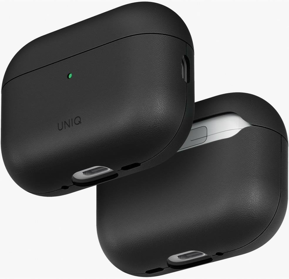 Kapak mbrojtës UNIQ Lyden VEX për AirPods Pro 3, lëkurë sintetike, Dallas Black, i zi