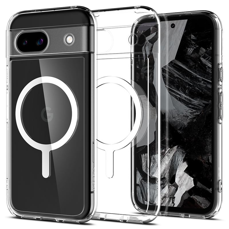 Mbështjellës për Google Pixel 8a Spigen Ultra Hybrid OneTap Metal Ring MagSafe, e bardhë