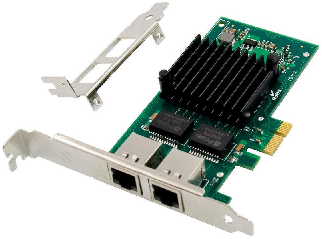 Kartë rrjeti Microconnect PCIe X1 I350-T2, 2x Ethernet, Gigabit, e gjelbër