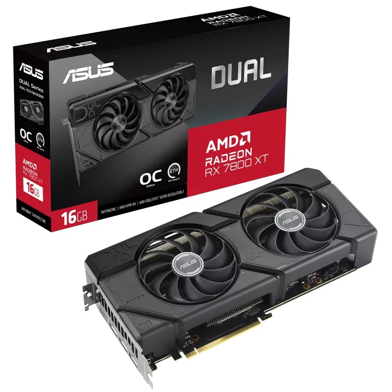 Kartelë grafike ASUS Dual Radeon RX 7800 XT, 16GB GDDR6, e zezë