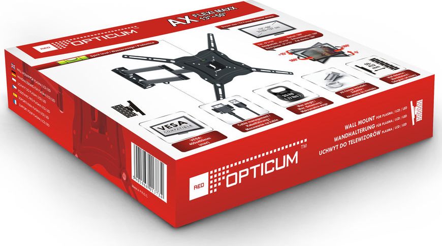 Mbajtëse murale për TV Opticum AX Flexi Maxx, 13"-50", VESA 400x400, e zezë