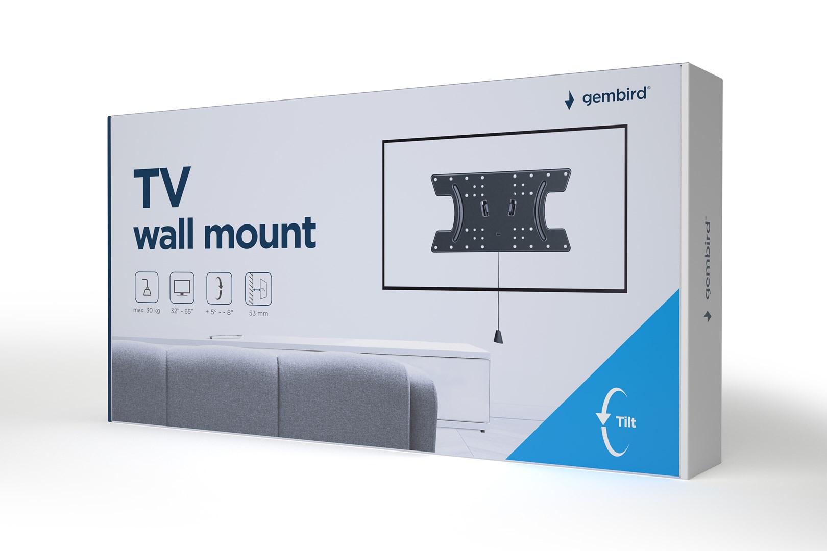 Mbajtëse muri për TV Gembird WM-65T-02, 32"-65", e zezë
