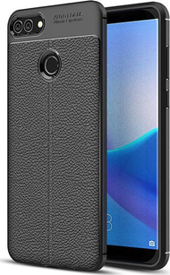 Mbrojtëse Alogy leather case për Huawei Y9 2018, TPU, e zezë