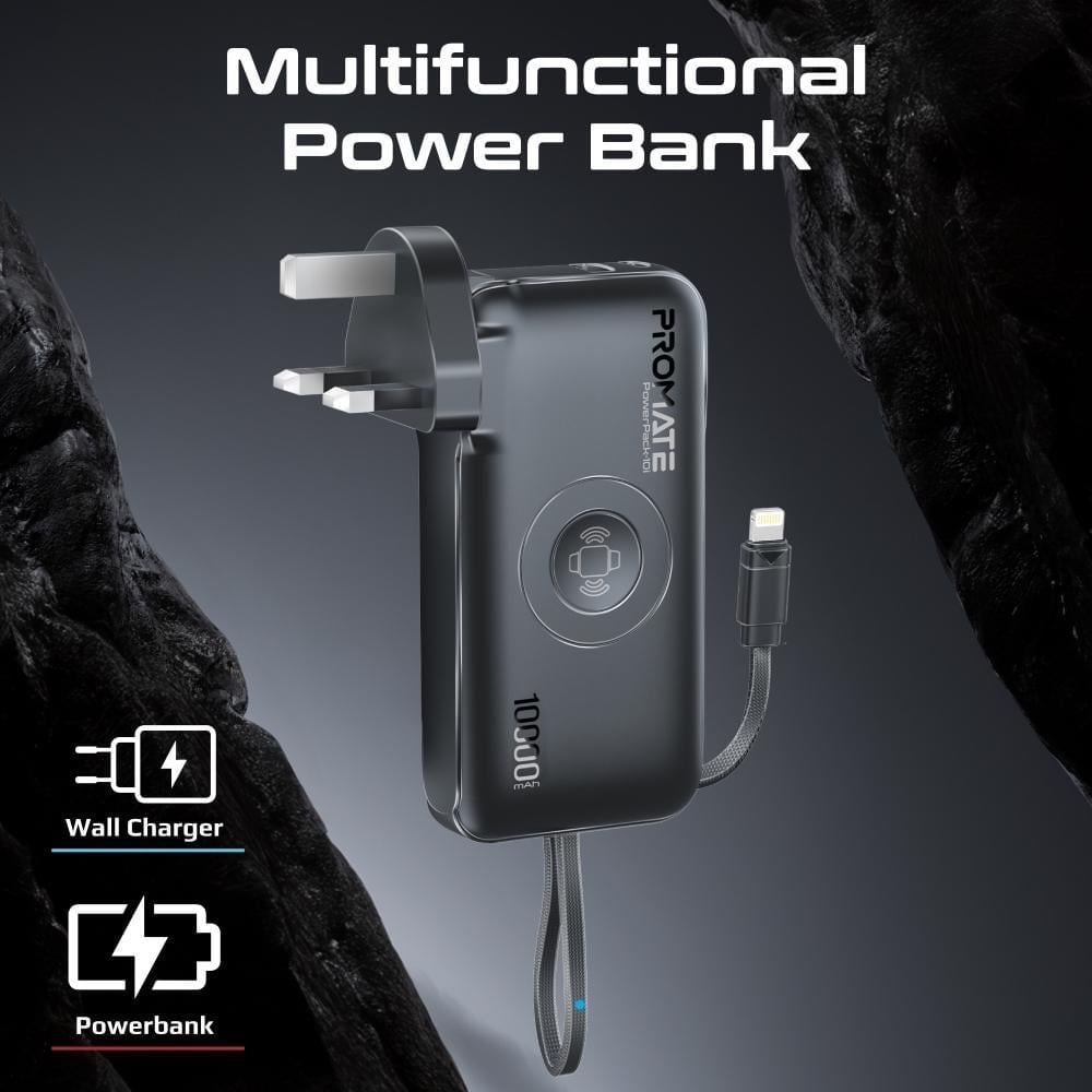 Powerbank ProMate PowerPack 10i, 10000mAh, USB C dhe Lightning, i zi